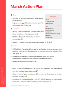 gift shop action plan